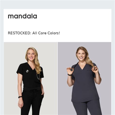 Mandala Scrubs Coupon Code: Extra 20% Off Masks at Wearmandala.com . 100% Success; share; GET CODE . 173 Used Today. 40% Off DEAL. 40% Discount on Any Order . get 40% off at mandala scrubs w/promo code . 100% Success; share; GET DEAL . 3 Used Today. 10% Off DEAL. 10% off Your order . get 10% off at mandala scrubs . 100% …